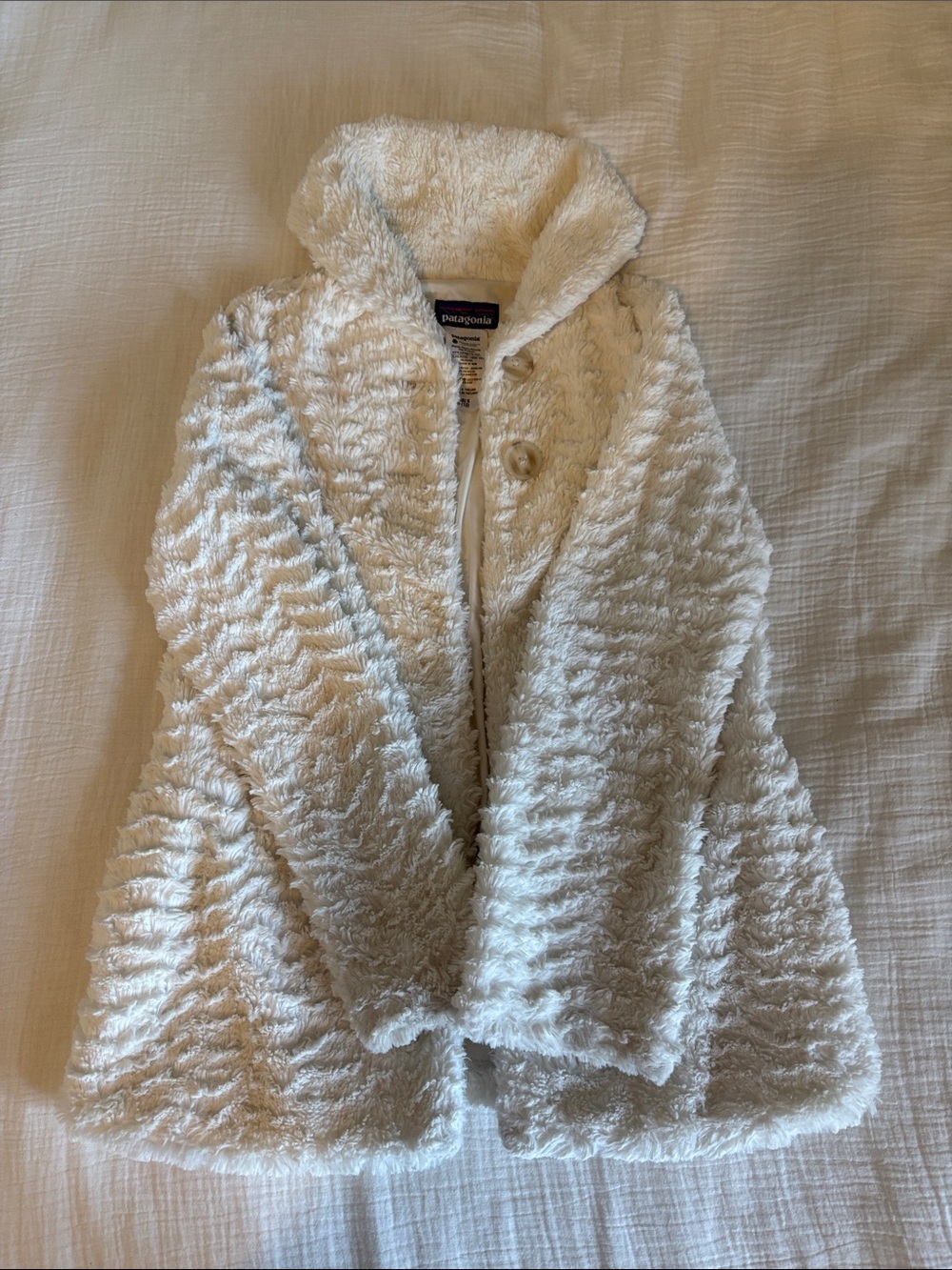 Patagonia White Faux Fur Girls Medium (10) Coat/Jacket - Picture 5 of 13